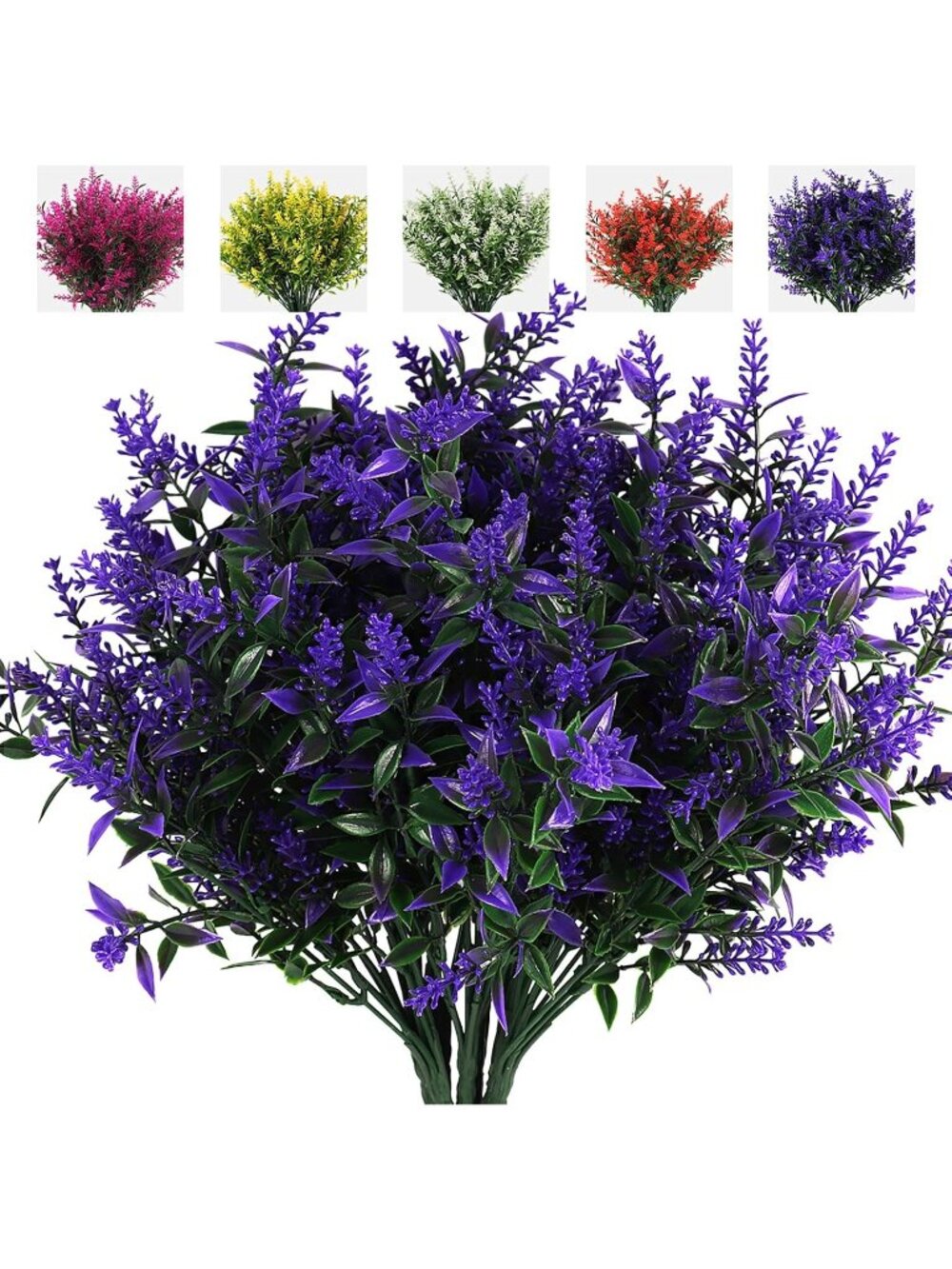 New Greenery Lavender Fake Shrubs Flowers 8 Pcs UV Resistant